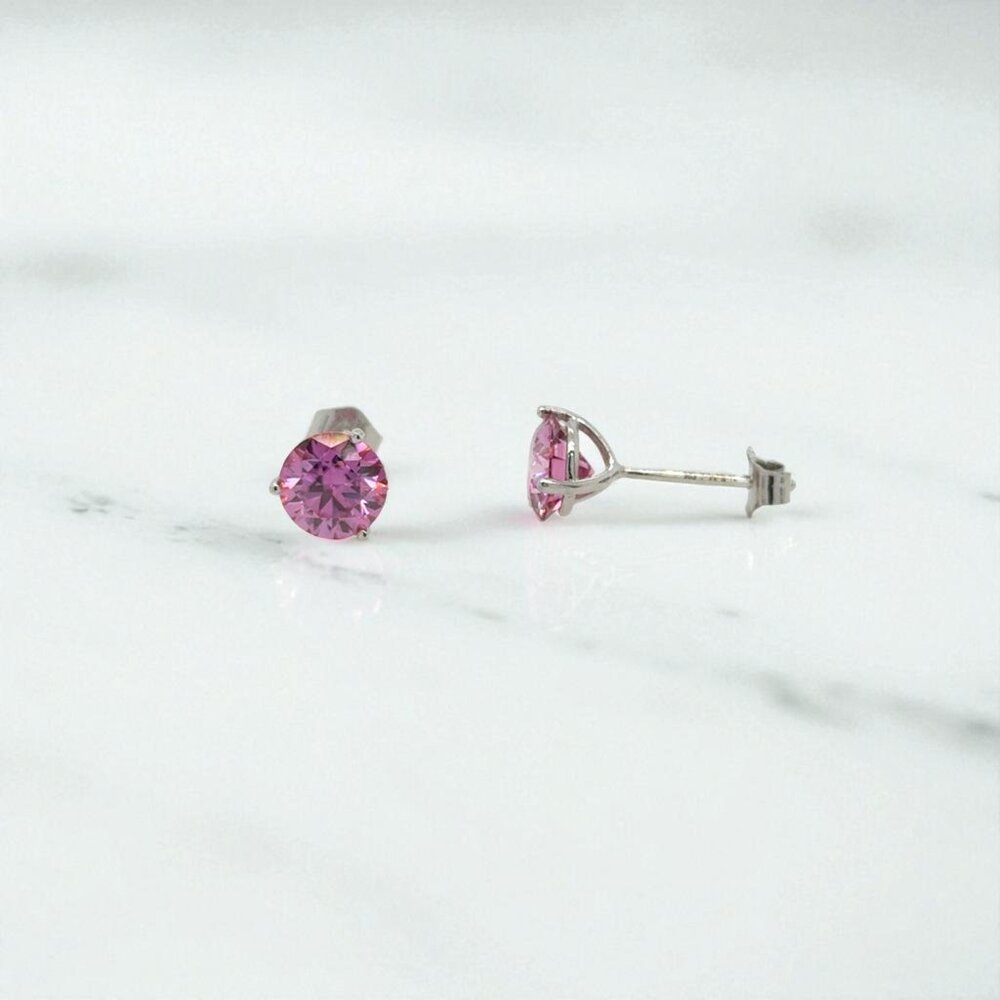 2.00 ctw Round Pink Moissanite Stud Earrings in 14kt White Gold